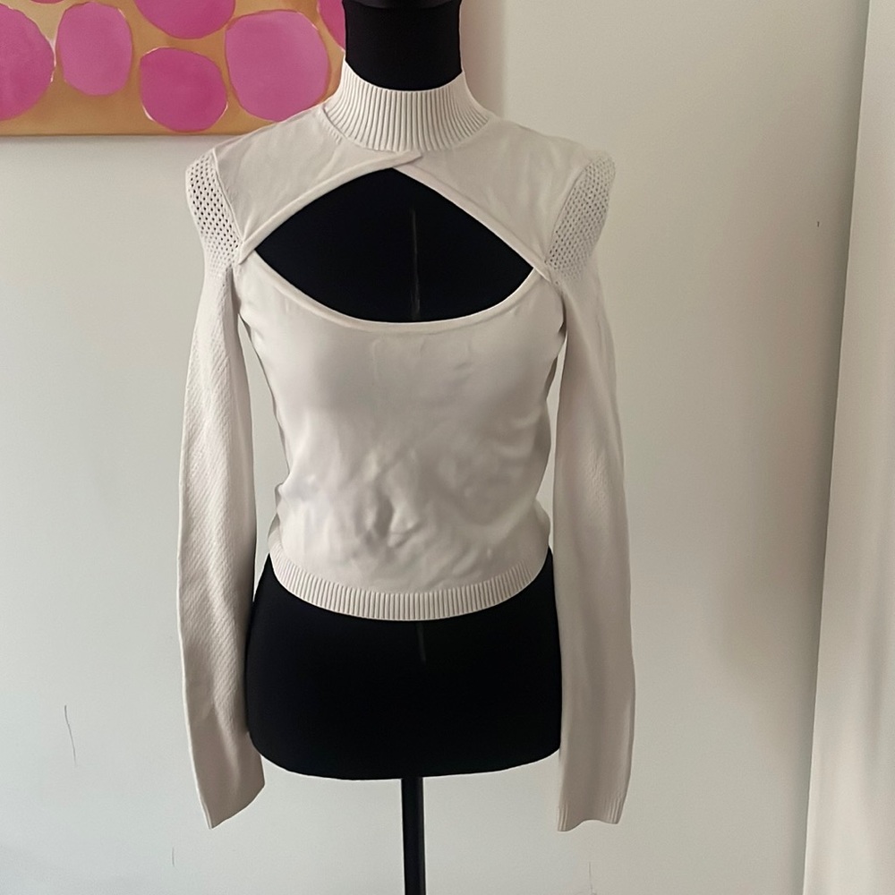Fleur du Mal White Cutout Knit Top